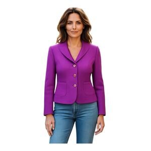 Escada VTG Wool Blend Blazer Purple Sz 8 Old Money retro Preppy Artsy Jacket